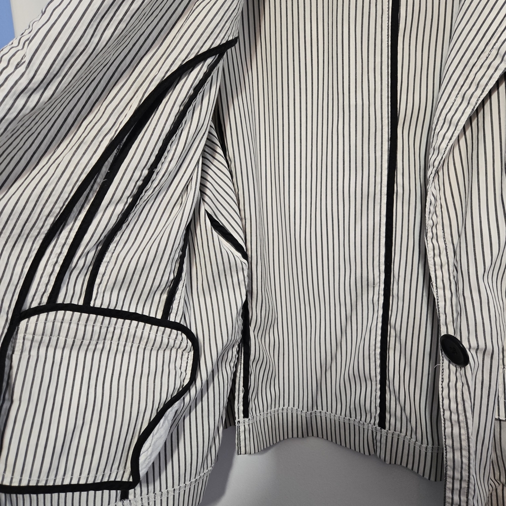 Talbots Women's Vintage Black & White Vertical Stripe Cotton Blazer Size 24W - Picture 5 of 8